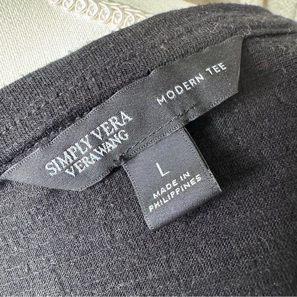 Simply Vera by Vera Wang Relaxed Fit Black Short Sleeve Tee Sz Lg - Picture 6 of 6